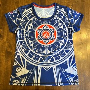 INKnBURN Womens XL Short Sleeve Blue Red Tech Shirt Running Triathalon Ink‎ Burn
